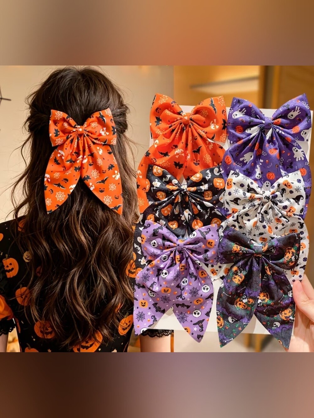 Halloween Print Hair Bows You Get 2 Random Patterns.